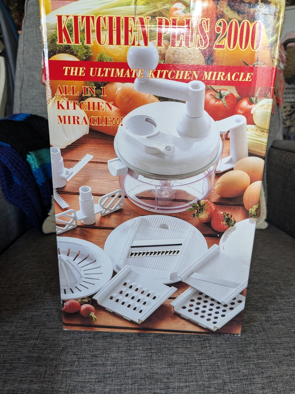 New Kitchen Plus 2000 White All-in-1 Manual Food Chopper, Juicer, Slicer...